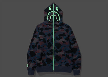 BAPE Grid Camo Shark Full Zip Hoodie Purple