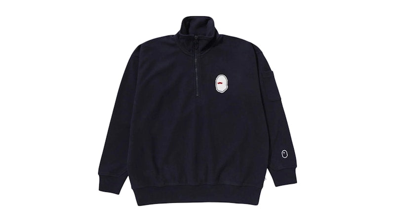 BAPE Half Zip Pull Over Sweatshirt Navy