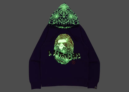 BAPE Halloween Ape Head Glow in the Dark Pullover Hoodie Purple