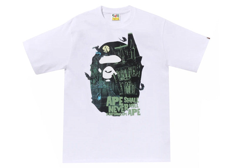 BAPE Halloween Bape Mansion Ape Head Tee White