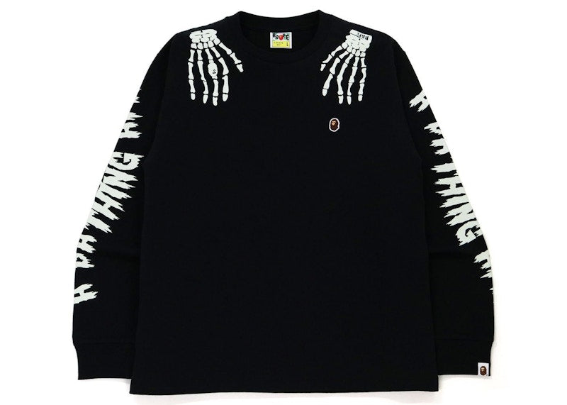 BAPE Halloween Skull Glow in the Dark Long Sleeve Tee Black
