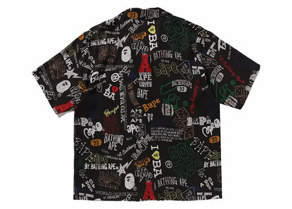 BAPE Hand Draw Open Collar S/S Shirt Black