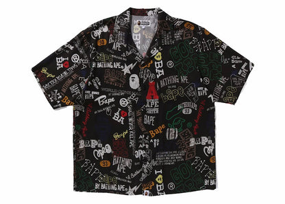 BAPE Hand Draw Open Collar S/S Shirt Black