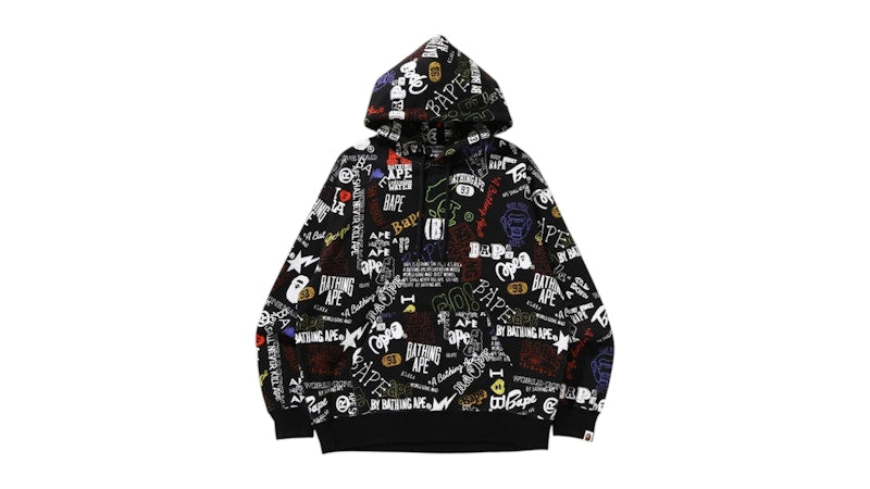 BAPE Hand Draw Pullover Hoodie Black