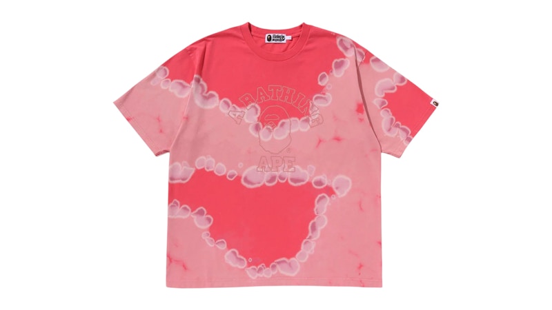 BAPE Hand Dye College Relaxed Fit Tee Tee Red