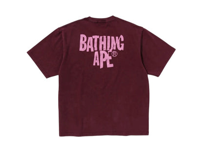 BAPE Heavy Washed Ape Head Relaxed Fit Tee Burgundy