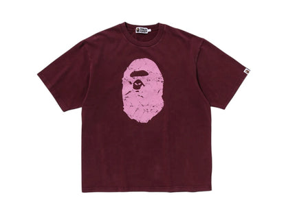 BAPE Heavy Washed Ape Head Relaxed Fit Tee Burgundy