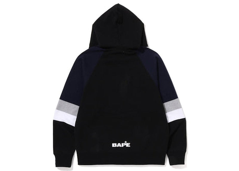 BAPE Hockey Graphic Relaxed Fit Full Zip Hoodie Black