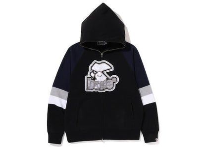 BAPE Hockey Graphic Relaxed Fit Full Zip Hoodie Black