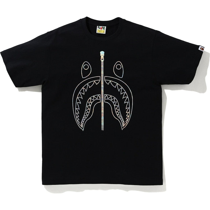 BAPE Hologram Outline Shark Tee Black