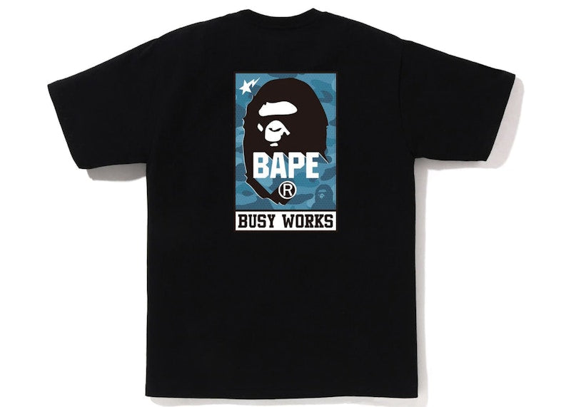 BAPE Honeycomb Camo Bape Busy Works Tee Black Blue