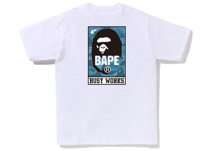 BAPE Honeycomb Camo Bape Busy Works Tee White Blue