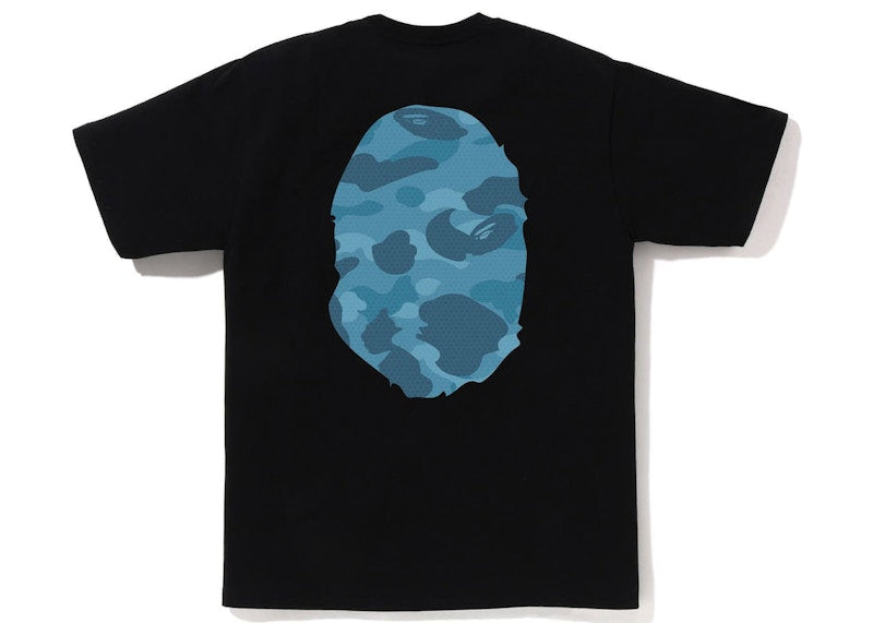 BAPE Honeycomb Camo Big Ape Head Tee Black Blue