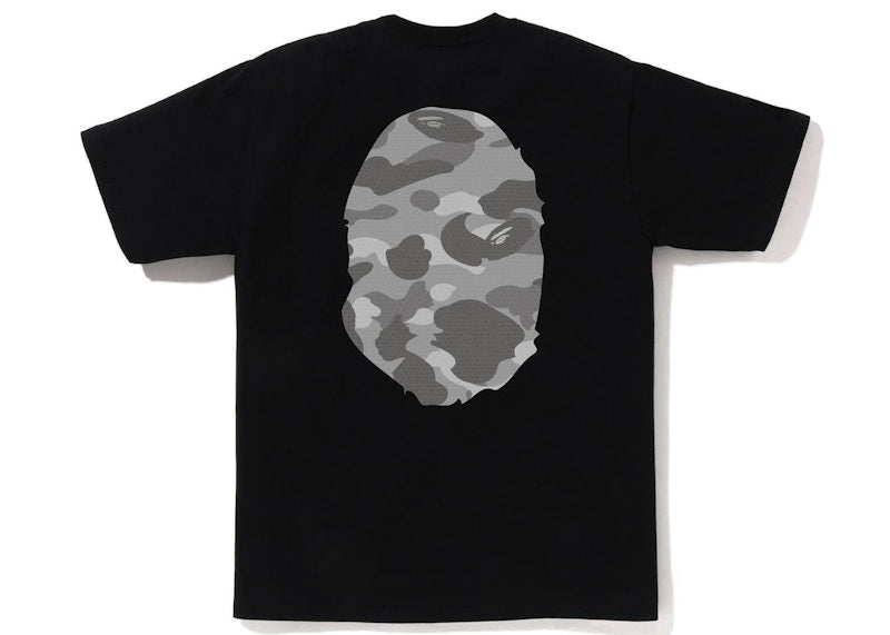 BAPE Honeycomb Camo Big Ape Head Tee Black Grey
