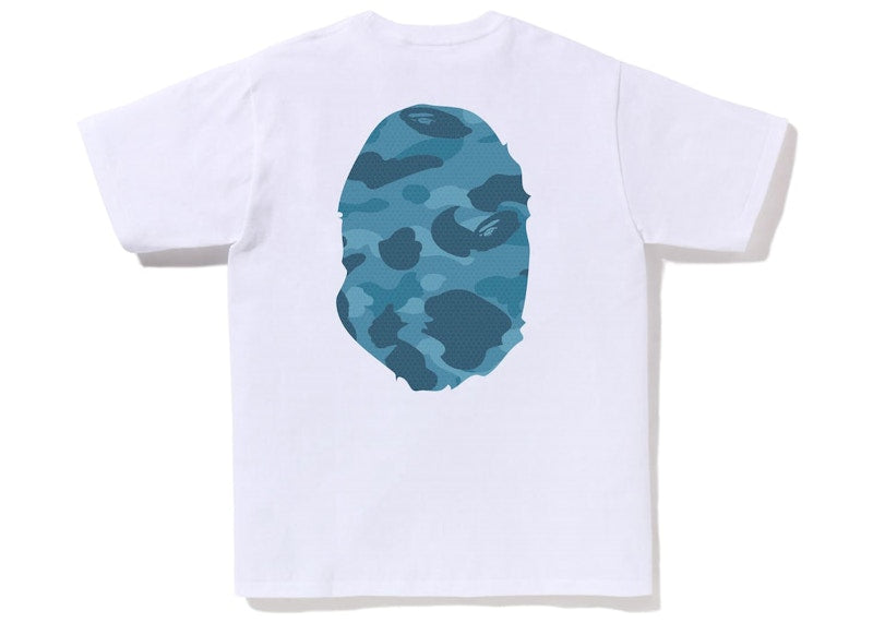 BAPE Honeycomb Camo Big Ape Head Tee White Blue