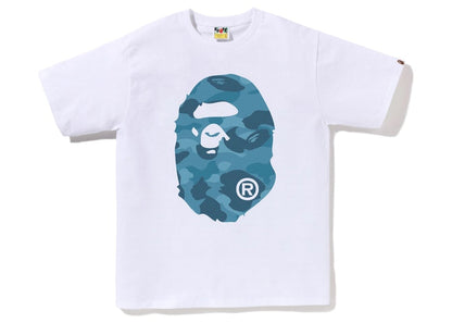 BAPE Honeycomb Camo Big Ape Head Tee White Blue