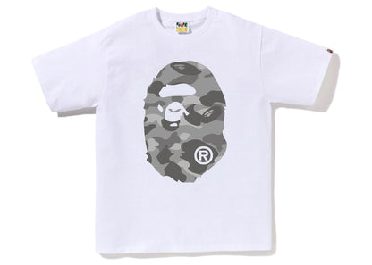 BAPE Honeycomb Camo Big Ape Head Tee White Grey