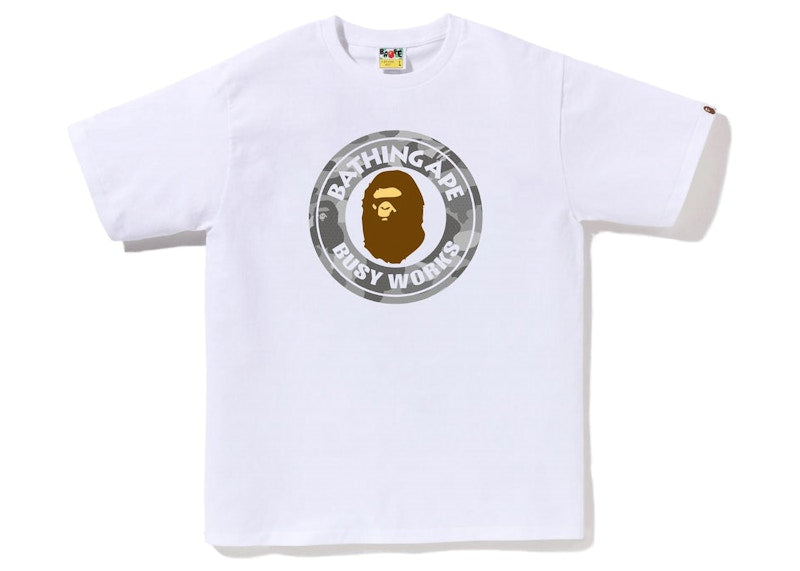 BAPE Honeycomb Camo Busy Works Tee White/Grey