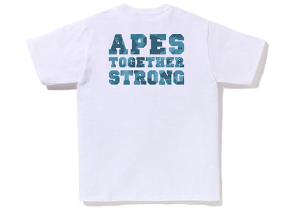 BAPE Honeycomb Camo College ATS Tee White Blue