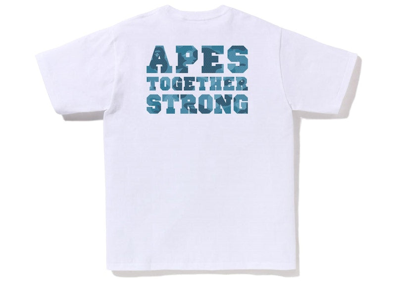 BAPE Honeycomb Camo College ATS Tee White Blue