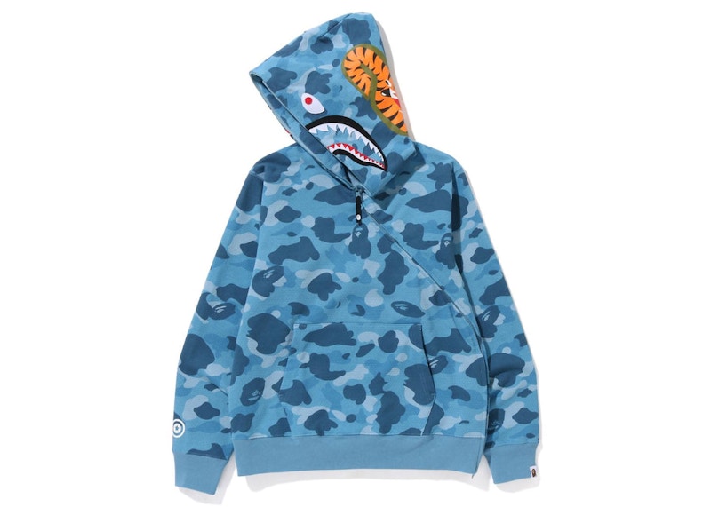 BAPE Honeycomb Camo Shark Full Zip Hoodie Blue