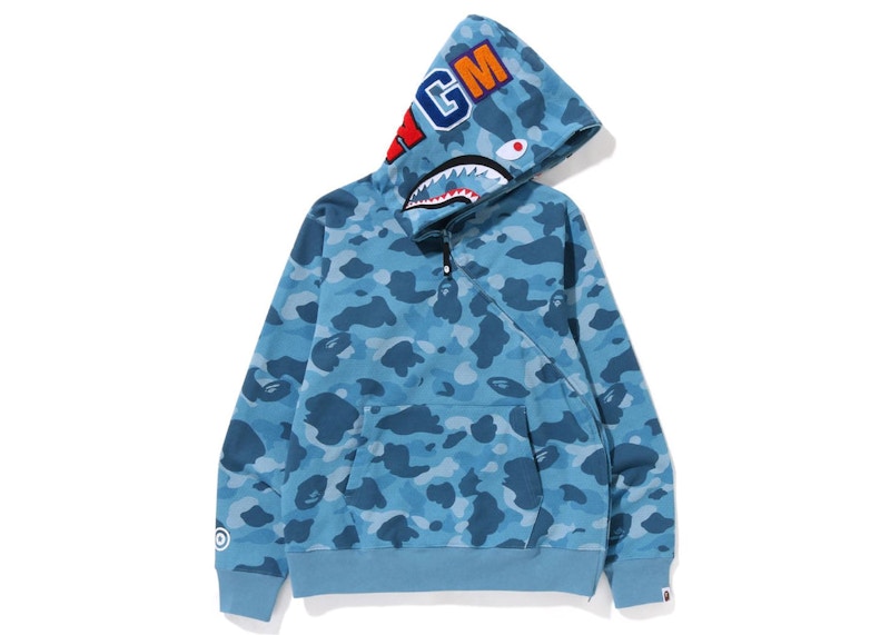 BAPE Honeycomb Camo Shark Full Zip Hoodie Blue