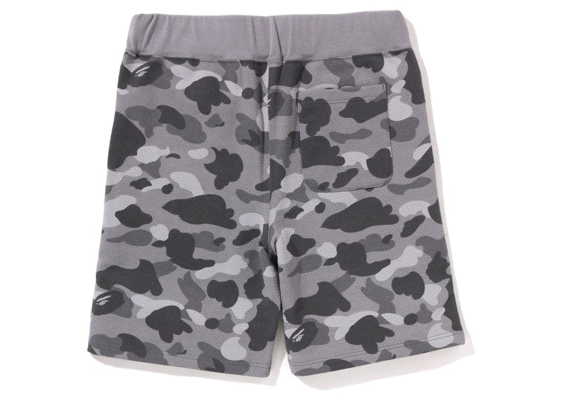 BAPE Honeycomb Camo Shark Sweat Shorts Grey