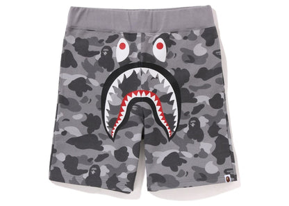 BAPE Honeycomb Camo Shark Sweat Shorts Grey