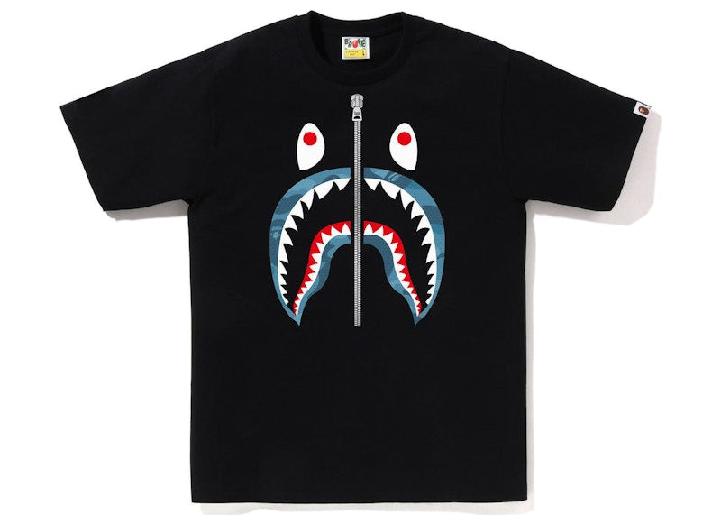 BAPE Honeycomb Camo Shark Tee Black/Blue