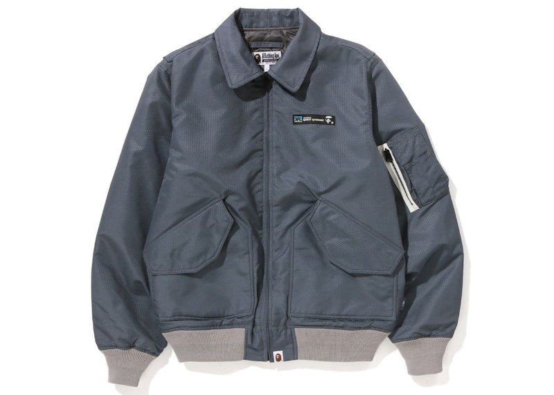 BAPE Honeycomb Ripstop Bomber Jacket Grey