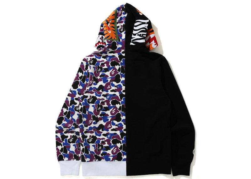 BAPE Hong Kong 15th Anniversary Tiger Shark Half Full Zip Hoodie Multicolor