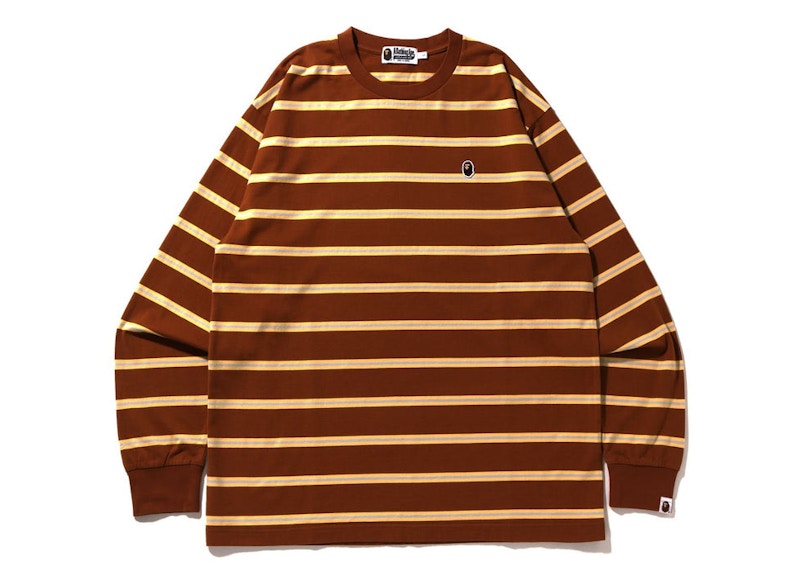 BAPE Hoop One Point Relaxed Fit L/S Tee Brown