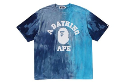 BAPE Ice Dye College Relaxed Fit Tee Blue