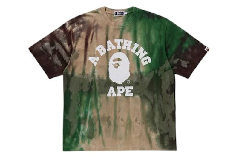 BAPE Ice Dye College Relaxed Fit Tee Green