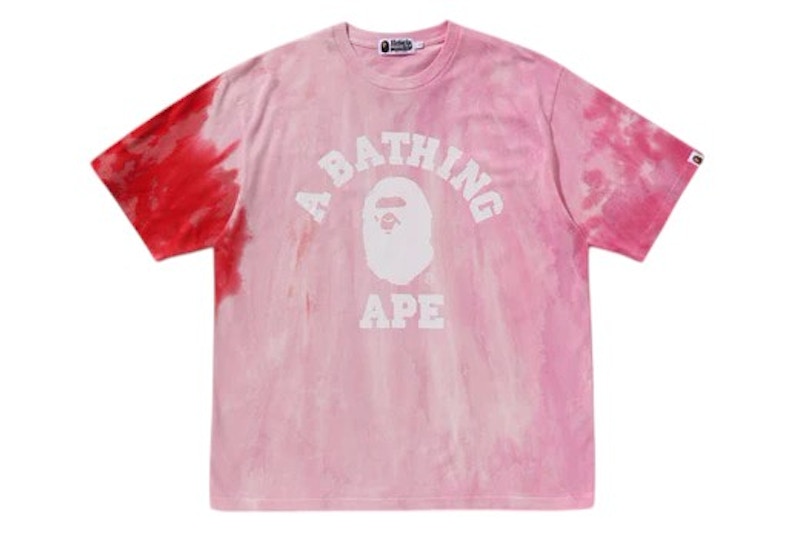 BAPE Ice Dye College Relaxed Fit Tee Pink