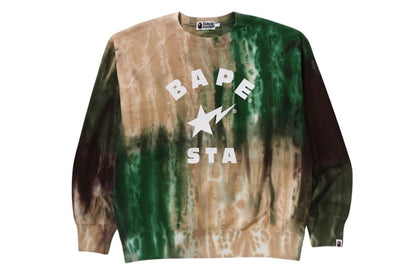 BAPE Ice Dye Sta College Relaxed Fit Crewneck Green