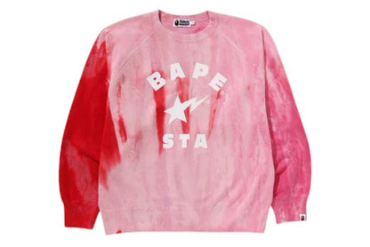 BAPE Ice Dye Sta College Relaxed Fit Crewneck Pink