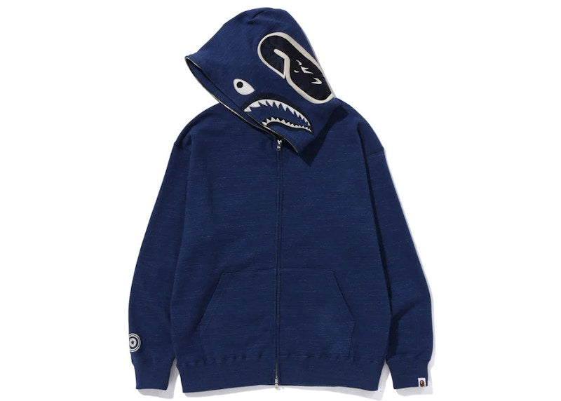 BAPE Indigo Shark Full Zip Hoodie (FW23) Indigo