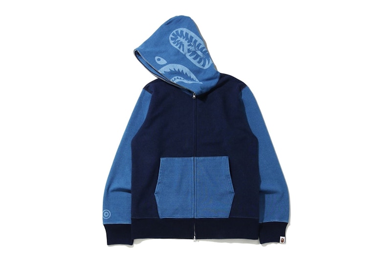 BAPE Indigo Tiger Shark Full Zip Hoodie Indigo