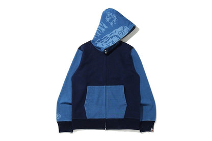 BAPE Indigo Tiger Shark Full Zip Hoodie Indigo