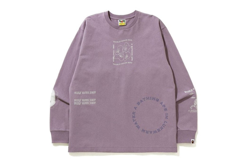 BAPE Ink Print Relaxed #1 L/S Tee Purple