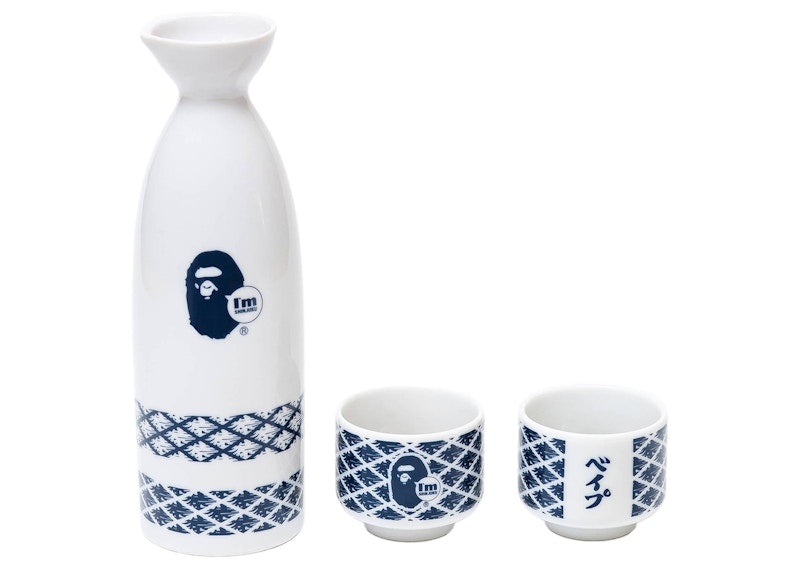 BAPE Isetan Shinjuku Exclusive Sake Set White Navy