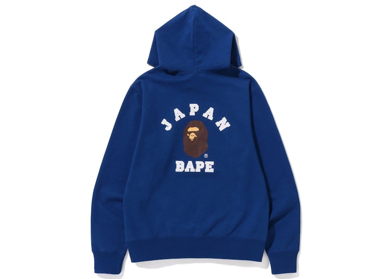 BAPE Japan College Pullover Hoodie Navy