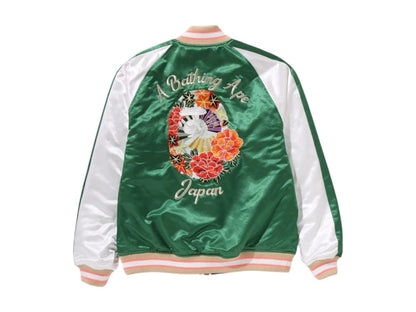 BAPE Japanese Peony Embroidery Reversible Souvenir Jacket Green