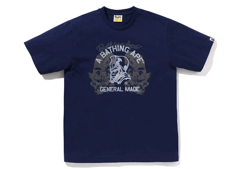 BAPE Japanese Tattoo On General Tee Navy