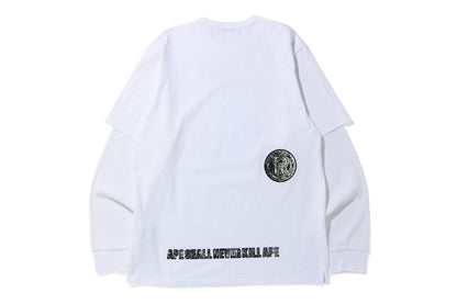 BAPE Jewelry Motif Wide Layered L/S Tee White