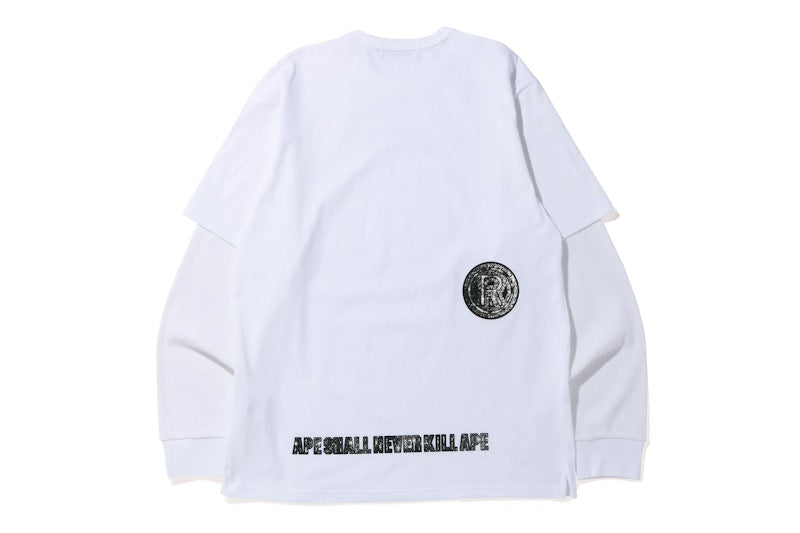 BAPE Jewelry Motif Wide Layered L/S Tee White