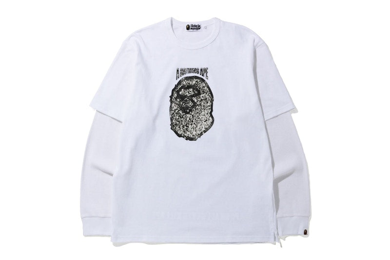 BAPE Jewelry Motif Wide Layered L/S Tee White
