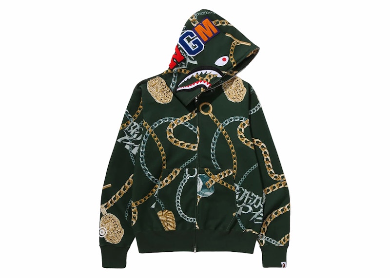 BAPE Jewels Shark Full Zip Hoodie Green