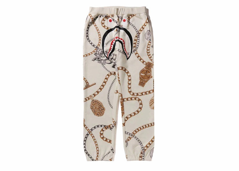 BAPE Jewels Shark Sweatpant White